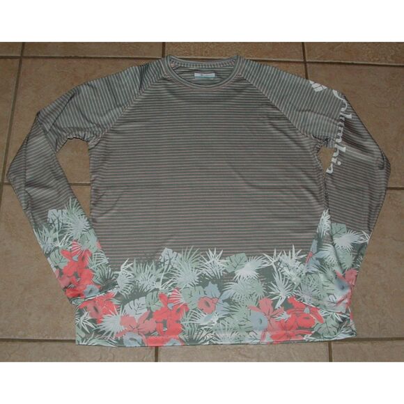 COLUMBIA Striped & Floral Multicolored Sz Large Long Sleeve SUPER TIDAL Shirt - Picture 6 of 6